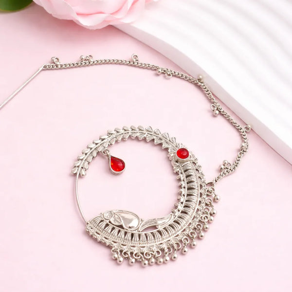 925 Silver Red Stone Nath