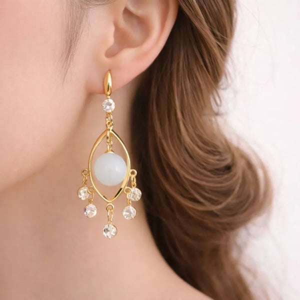 Anti-Tarnish Gold Pearl Drop Earrings