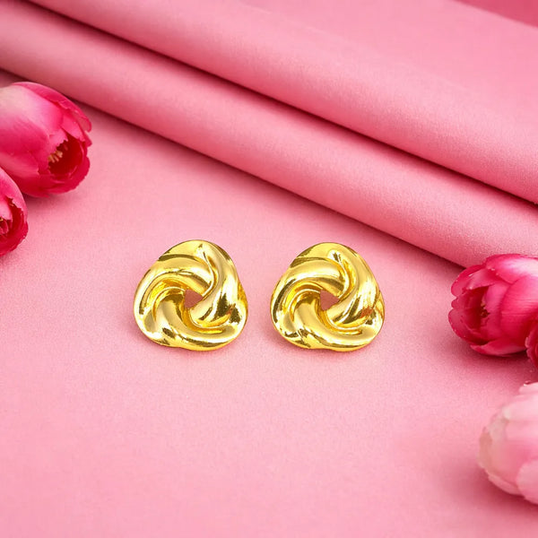 Anti-Tarnish Gold Swirl Stud Earrings