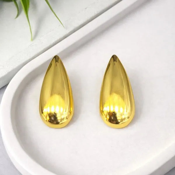 Anti-Tarnish Gold Teardrop Stud Earrings