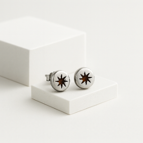 Amber Star Silver Studs