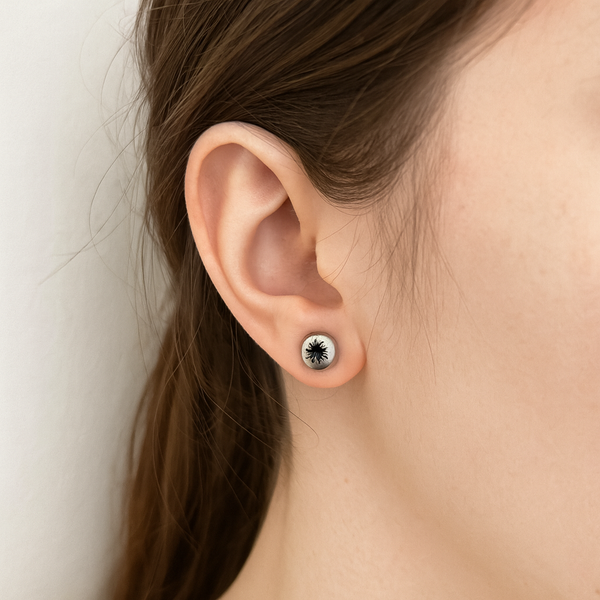 Amber Star Silver Studs