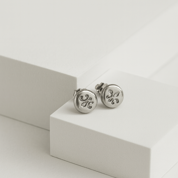 Classic Oxidised Swirl Silver Stud Earrings