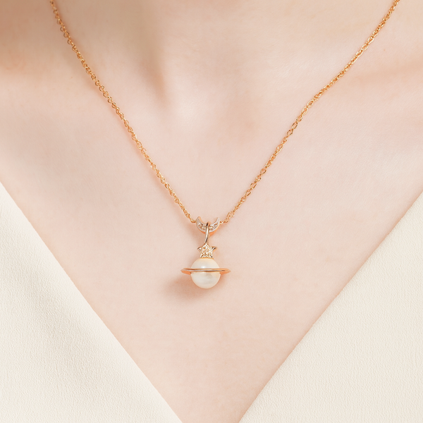 Galaxy Pearl Star Pendant – Rose Gold Finish
