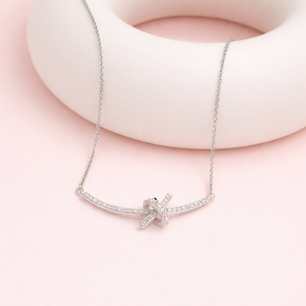 Crystal Knot Silver Chain Pendant