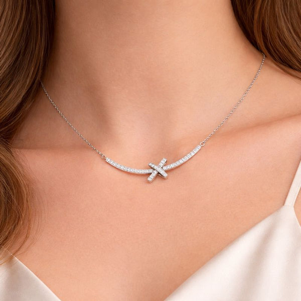 Crystal Knot Silver Chain Pendant