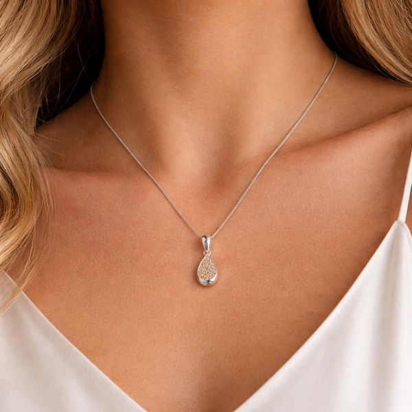 Golden Drop Silver Chain Pendant