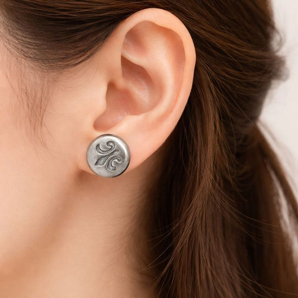 Classic Oxidised Swirl Silver Stud Earrings
