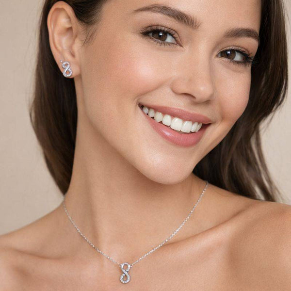 Silver Infinity Pendant Set