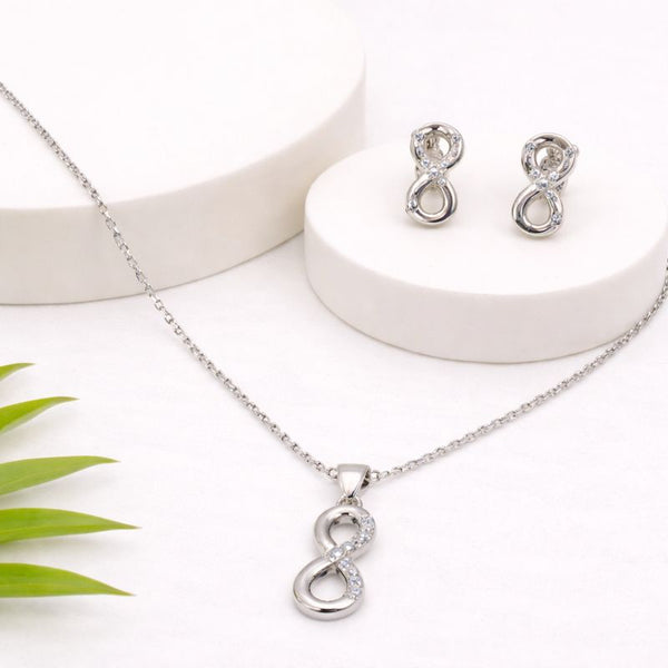 Silver Infinity Pendant Set