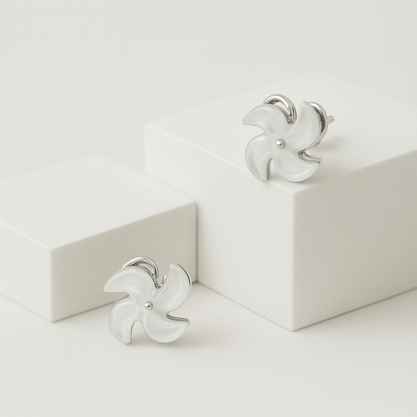 Elegant Floral Swirl Silver Stud Earrings