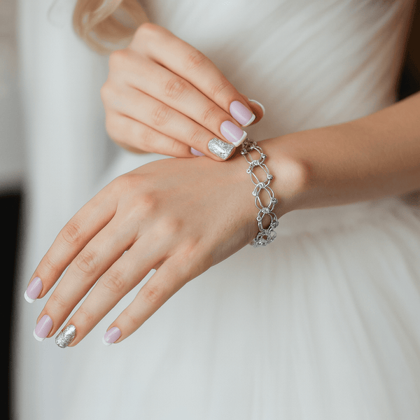 Elegant Silver Floral CZ Bracelet | Flexible Bangle