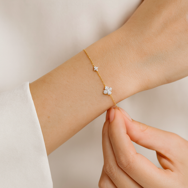 Rose Gold Flower Charm Bracelet