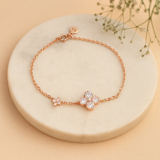Rose Gold Flower Charm Bracelet