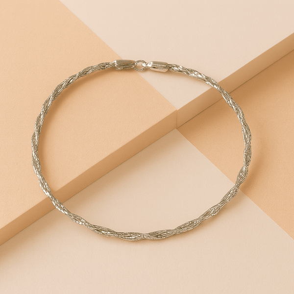 Dual-Tone Twisted Silver Bracelet