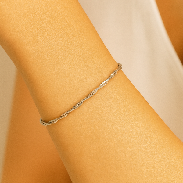 Dual-Tone Twisted Silver Bracelet