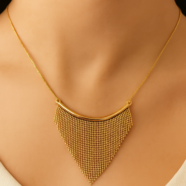Gold Fringe Statement Necklace