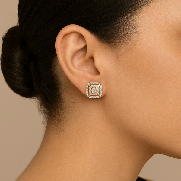 Art Deco Rose Gold Geometric Stud Earrings