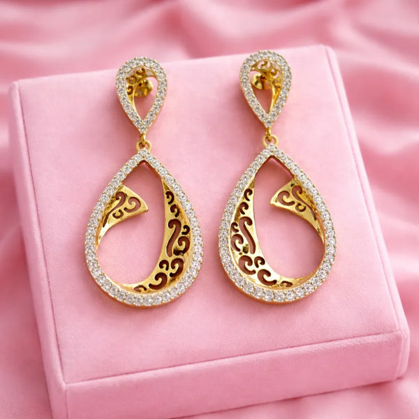 Filigree Teardrop Anti-Tarnish Earrings