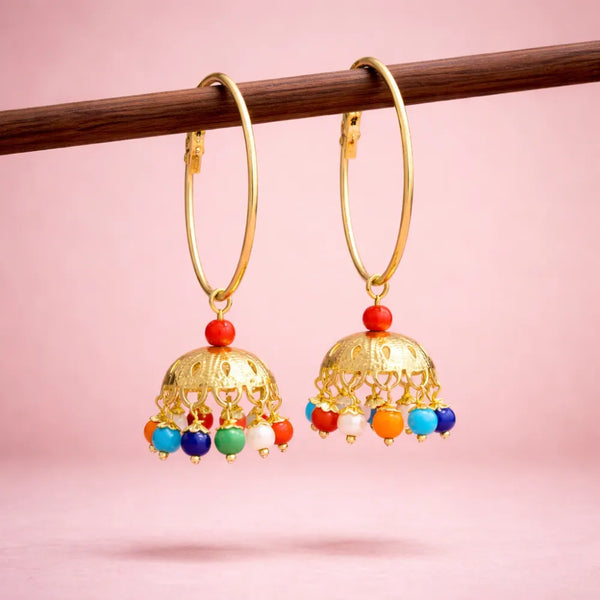 Multicolor Jhumka Hoop Anti-Tarnish Earrings