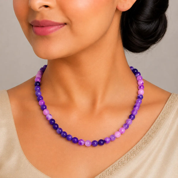 Purple Quartz Crystal Beaded Mala