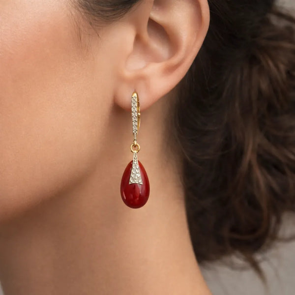 Red Teardrop Crystal Anti-Tarnish Earrings