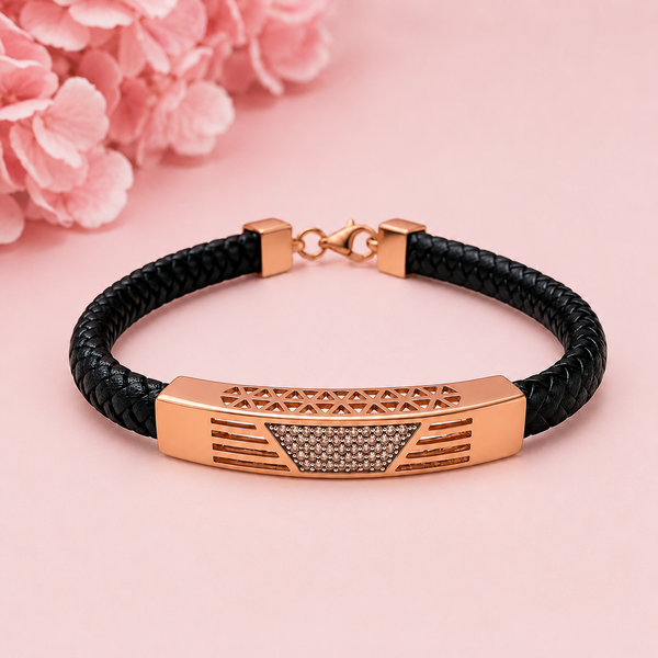 Rose Gold Geometric Crystal Silver Bracelet Rakhi