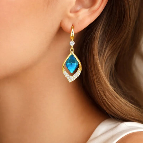 Royal Blue Stone Drop Anti-Tarnish Earrings