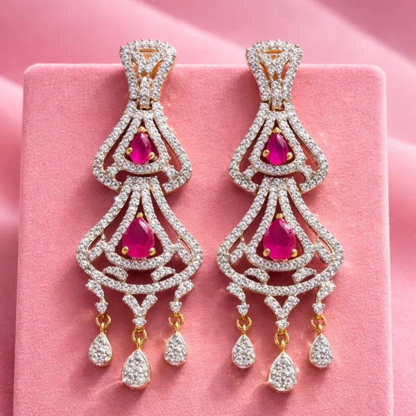 Ruby Drop Chandelier Anti-Tarnish Earrings