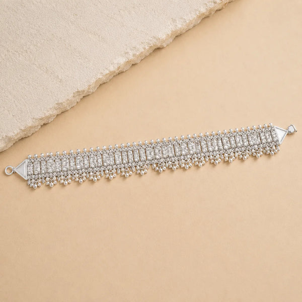 Silver Crystal Pearl Guluband