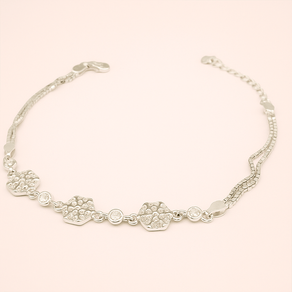 Hexagon Charm Silver Bracelet