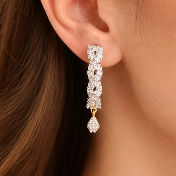 Twist Drop Crystal Anti-Tarnish Earrings