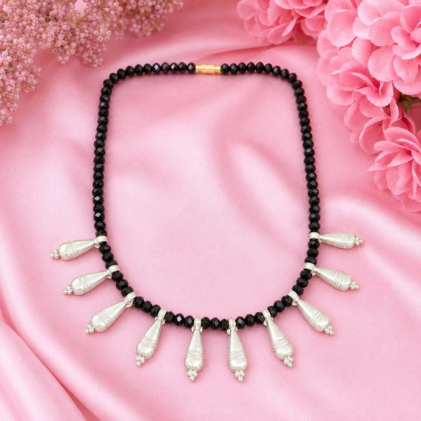 Black Beaded Silver Champakali