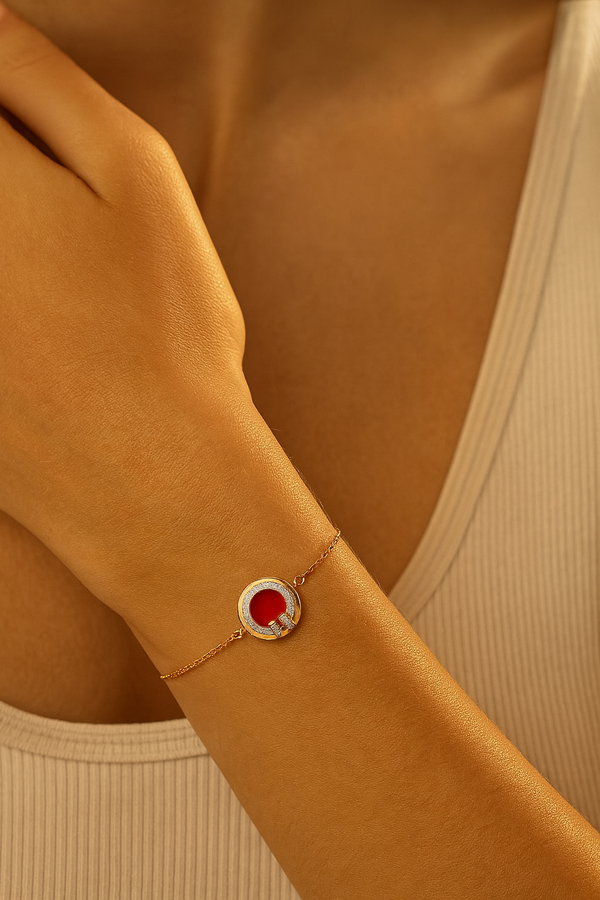 Red Enamel Evil Eye 925 Silver Bracelet