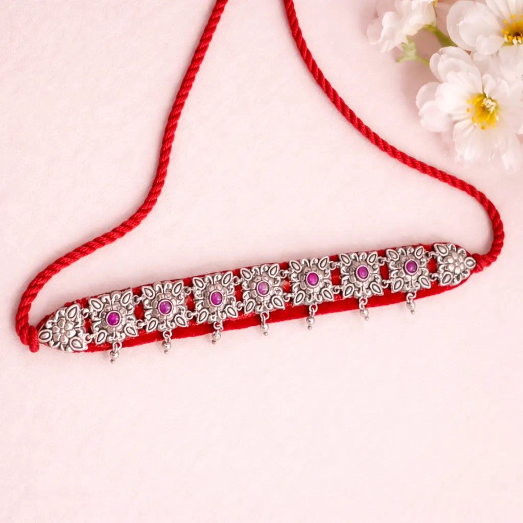 925 Silver Pink Stone Guluband