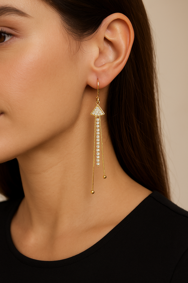 Rose Gold-Plated Silver Long Arrow Dangle Earrings