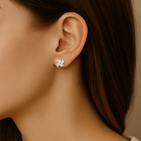 Sparkling Silver Stud Earrings in 14K Rose Gold Plating