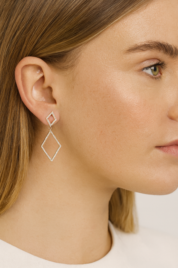 Rose Gold Geometric Drop Earrings in 925 Sterling Silver