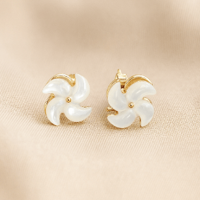 Sparkling Silver Stud Earrings in 14K Rose Gold Plating