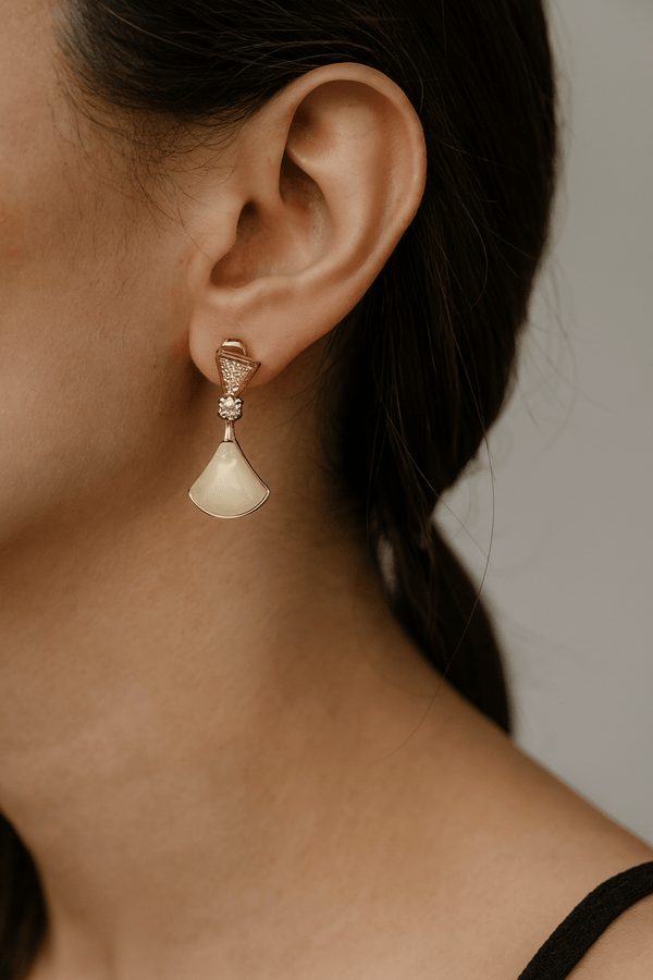Silver Rose Gold Mother-of-Pearl Drop Earrings