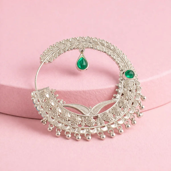 925 Silver Green Stone Nath