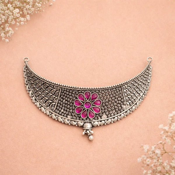 925 Silver Pink Stone Choker