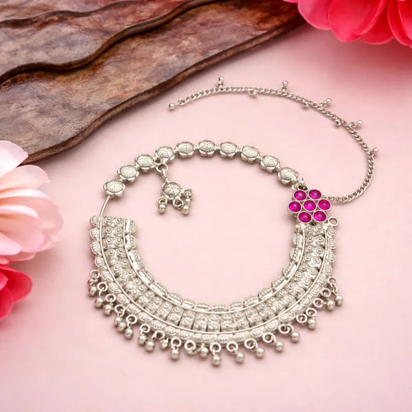 925 Silver Pink Stone Nath