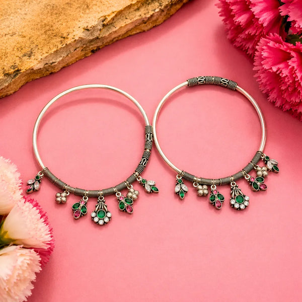 925 Silver Stone Charm Kada Payal