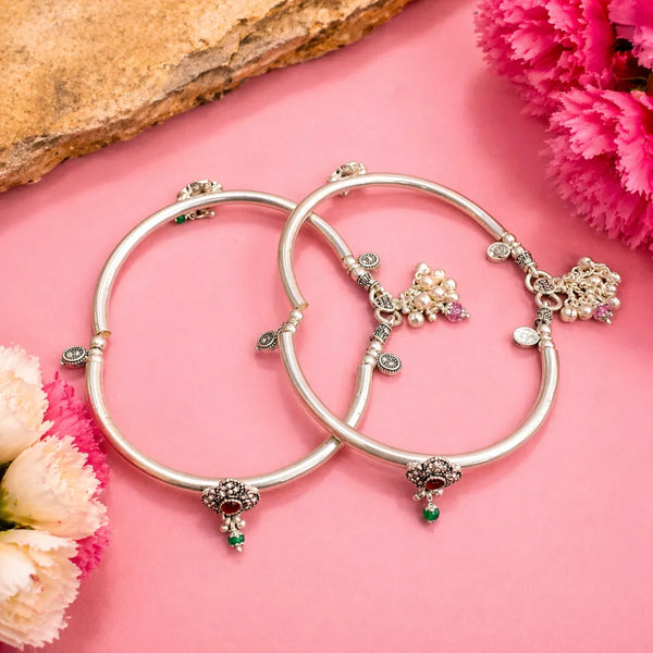 925 Silver Stone Kada Payal