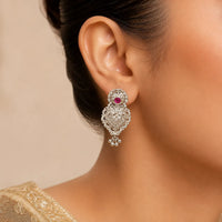 925 Silver Traditional Pink Accent Earrings for Women by Frolic Jewels