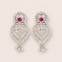 925 Silver Traditional Pink Accent Earrings for Women by Frolic Jewels