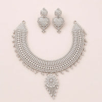 925 Sterling Silver Traditional Choker Necklace Set with Matching Earrings for Women by Frolic Jewels