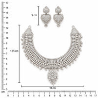 925 Sterling Silver Traditional Choker Necklace Set with Matching Earrings for Women by Frolic Jewels