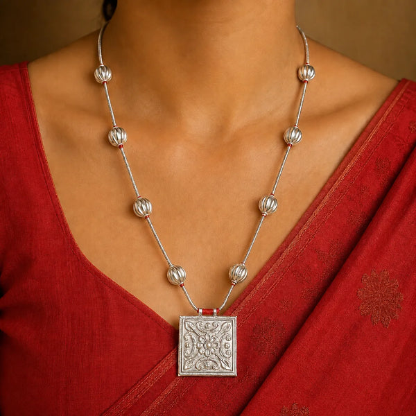 925 Sterling Silver Traditional Jantar Necklace
